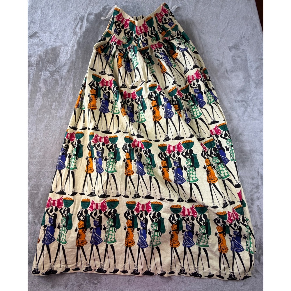 Ruby Dawn Maxi Skirt Womens One Size Cream African Print Cotton Wrap Skirt
